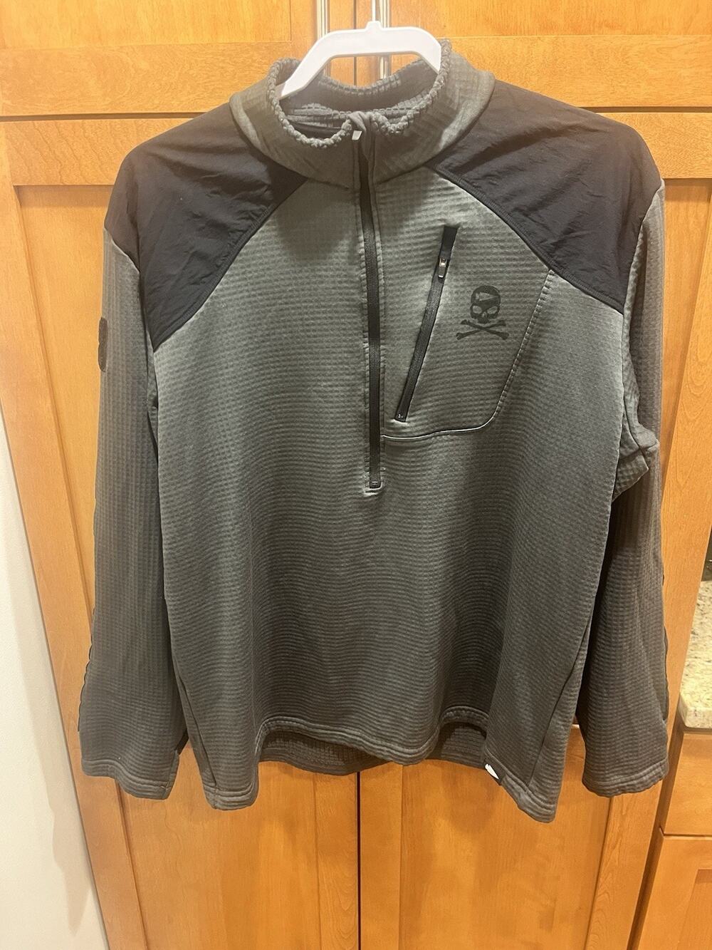 GORUCK Grid Fleece Half Zip Pullover Men XL USA Made Tactical Spearhead Skull